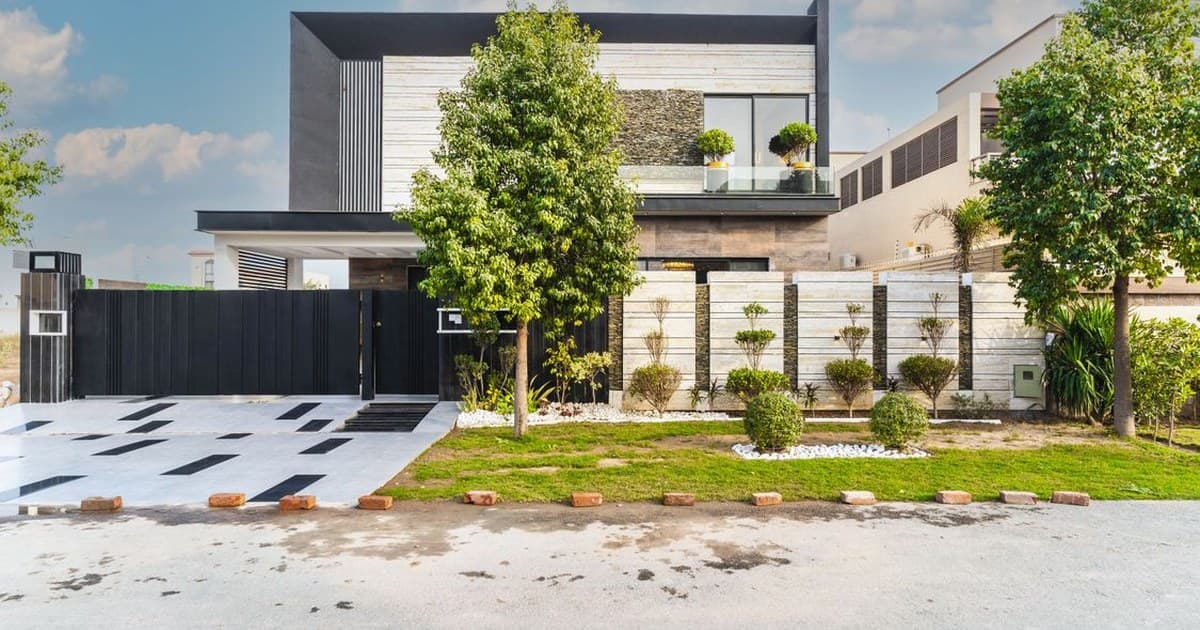 Newly built modern house under construction in Lahore